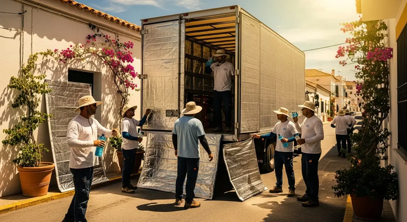 Déménagement sous soleil méditerranéen avec protection chaleur et hydratation